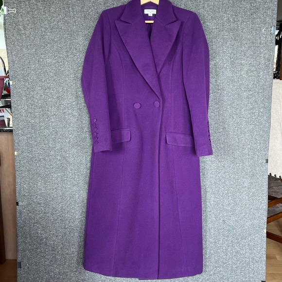 Sergio Hudson x Target Full-Length Notch Lapel Coat Sz S Purple Office Preppy - Picture 1 of 15